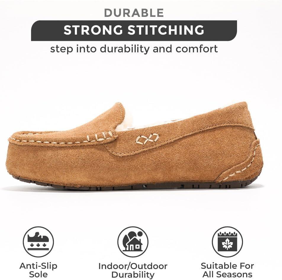 imageProject Cloud Genuine Suede Loafers for Women  Comfortable Outdoor Slippers for Women Footwear with Memory Foam  Womens Slippers  Stylish Womens Moccasin CathiChestnut