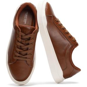 imageProject Cloud Fashion Sneakers for Men 2025  Stylish Vegan Leather Mens Shoes with Memory Foam Insole ampamp NonSlip Design  Lightweight LacedUp Men Footwear for Comfort ampamp Style TiltonCognac