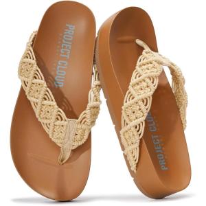 imageProject Cloud Womens Sandals  Comfortable Crochet Flip Flops for Women with Memory Foam Insole  Lightweight Fashion Sandals for Women 2025  Womens Flip Flops for Summer HammockNatural