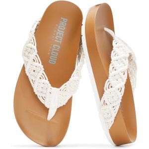 imageProject Cloud Womens Sandals  Comfortable Crochet Flip Flops for Women with Memory Foam Insole  Lightweight Fashion Sandals for Women 2025  Womens Flip Flops for Summer HammockOffwhite