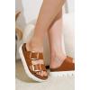 imageProject Cloud Genuine Leather Platform Sandals Women Footwear  Wedge Chunky Sandals Womens sandals with Memory Foam Insole and Cork Footbed GREECECHUNKYTan