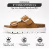 imageProject Cloud Genuine Leather Platform Sandals Women Footwear  Wedge Chunky Sandals Womens sandals with Memory Foam Insole and Cork Footbed GREECECHUNKYTan