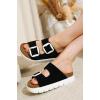 imageProject Cloud Genuine Leather Platform Sandals Women Footwear  Wedge Chunky Sandals Womens sandals with Memory Foam Insole and Cork Footbed GREECECHUNKYBlack Suede