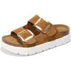 imageProject Cloud Genuine Leather Platform Sandals Women Footwear  Wedge Chunky Sandals Womens sandals with Memory Foam Insole and Cork Footbed GREECECHUNKYChestnut Suede