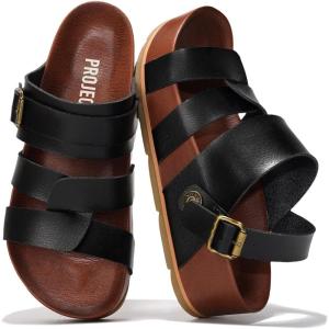 imageProject Cloud Platform Sandals Women Footwear  Memory Foam Insole and Lightweight Beach Wedges  Non Slip and Comfortable Strappy Wedge Sandals for Women 2025 ProudBlack