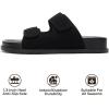 imageProject Cloud Genuine Leather Memory Foam Womens Sandals  Stylish and Comfortable Double Strap Slip In Slides for Women  Perfect Summer Sandals for Women 2025 SleekBlack Suede
