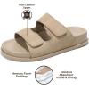 imageProject Cloud Genuine Leather Memory Foam Womens Sandals  Stylish and Comfortable Double Strap Slip In Slides for Women  Perfect Summer Sandals for Women 2025 SleekTaupe