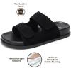 imageProject Cloud Genuine Leather Memory Foam Womens Sandals  Stylish and Comfortable Double Strap Slip In Slides for Women  Perfect Summer Sandals for Women 2025 SleekBlack Suede