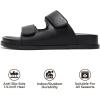 imageProject Cloud Genuine Leather Memory Foam Womens Sandals  Stylish and Comfortable Double Strap Slip In Slides for Women  Perfect Summer Sandals for Women 2025 SleekBlack