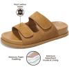 imageProject Cloud Genuine Leather Memory Foam Womens Sandals  Stylish and Comfortable Double Strap Slip In Slides for Women  Perfect Summer Sandals for Women 2025 SleekChestnut Suede