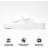 imageProject Cloud Genuine Leather Memory Foam Womens Sandals  Stylish and Comfortable Double Strap Slip In Slides for Women  Perfect Summer Sandals for Women 2025 SleekWhite