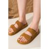 imageProject Cloud Genuine Leather Memory Foam Womens Sandals  Stylish and Comfortable Double Strap Slip In Slides for Women  Perfect Summer Sandals for Women 2025 SleekChestnut Suede
