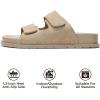 imageProject Cloud Genuine Leather Memory Foam Womens Sandals  Stylish and Comfortable Double Strap Slip In Slides for Women  Perfect Summer Sandals for Women 2025 SleekTaupe