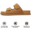 imageProject Cloud Genuine Leather Memory Foam Womens Sandals  Stylish and Comfortable Double Strap Slip In Slides for Women  Perfect Summer Sandals for Women 2025 SleekChestnut Suede