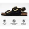 imageProject Cloud Genuine Leather Summer Sandals for Women 2025  Memory Foam Slingback Womens Sandals Comfortable and Non Slip Beach Slides with Big Buckle GardaBlack