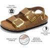 imageProject Cloud Genuine Leather Summer Sandals for Women 2025  Memory Foam Slingback Womens Sandals Comfortable and Non Slip Beach Slides with Big Buckle GardaTan