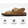 imageProject Cloud Genuine Leather Summer Sandals for Women 2025  Memory Foam Slingback Womens Sandals Comfortable and Non Slip Beach Slides with Big Buckle GardaTan