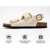 imageProject Cloud Genuine Leather Summer Sandals for Women 2025  Memory Foam Slingback Womens Sandals Comfortable and Non Slip Beach Slides with Big Buckle GardaBeige