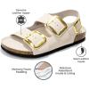imageProject Cloud Genuine Leather Summer Sandals for Women 2025  Memory Foam Slingback Womens Sandals Comfortable and Non Slip Beach Slides with Big Buckle GardaBeige