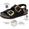imageProject Cloud Genuine Leather Summer Sandals for Women 2025  Memory Foam Slingback Womens Sandals Comfortable and Non Slip Beach Slides with Big Buckle GardaBlack
