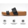 imageProject Cloud Slide Sandals Women Footwear with Memory Foam Insole  Lightweight Twostrap and NonSlip Vegan Leather Platform Slides  Summer Sandals for Women 2025 HILLTOPBlack