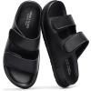 imageProject Cloud Genuine Leather Memory Foam Womens Sandals  Stylish and Comfortable Double Strap Slip In Slides for Women  Perfect Summer Sandals for Women 2025 SleekBlack