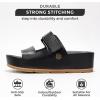 imageProject Cloud Platform Sandals Women Footwear  Genuine Leather Beach Summer Wedges with Comfortable Memory Foam Insole  Non Slip ampamp Lightweight Wedge Sandals for Women 2025 PismoBlackvegan Leather