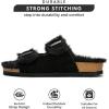 imageProject Cloud Genuine Suede House Slippers for women  Cozy Womens Sandals Shearling Fur Lining Slides for Women Footwear  Adjustable Straps Sandals for Women 2025 DianeaBlack