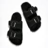 imageProject Cloud Genuine Suede House Slippers for women  Cozy Womens Sandals Shearling Fur Lining Slides for Women Footwear  Adjustable Straps Sandals for Women 2025 DianeaBlack