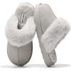 imageProject Cloud Shearling Slippers for Women Footwear  Genuine Suede Clogs NonSlip IndoorOutdoor Scuff Womens Slippers with Memory Foam Insole HenkaGrey