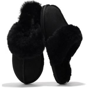 imageProject Cloud 100 Australian Sheepskin Scuff Slippers for Women  Genuine Shearling Memory Foam Slides for Women mules for women  NonSlip Womens Slippers LynseyBlack