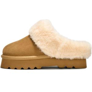 imageProject Cloud Genuine Suede Slippers for Women Indoor Outdoor Fuzzy Slippers  Platform Sandals Women Footwear  Memory Foam Insole Womens Sandals Waterresistant Womens Slippers SnowyChestnut