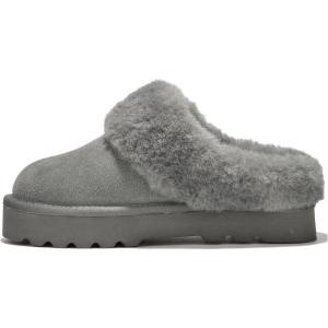 imageProject Cloud Genuine Suede Slippers for Women Indoor Outdoor Fuzzy Slippers  Platform Sandals Women Footwear  Memory Foam Insole Womens Sandals Waterresistant Womens Slippers SnowyGrey