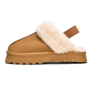 imageProject Cloud Genuine Suede Slippers for Women Indoor ampamp Outdoor Disquette Womens Sandals Memory Foam Clogs for Women Shoes  Fur WaterResistant House Shoes for Women Footwear SlingyChestnut