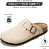 imageProject Cloud Genuine Leather Footbed Clogs for Women  Memory Foam Arch Support Slippers for Women  Trendy Slipons Womens Mules ampamp Clogs Sandals BentonOffwhite