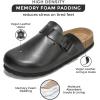 imageProject Cloud Genuine Leather Footbed Clogs for Women  Memory Foam Arch Support Slippers for Women  Trendy Slipons Womens Mules ampamp Clogs Sandals BentonBlack