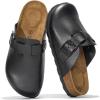 imageProject Cloud Genuine Leather Footbed Clogs for Women  Memory Foam Arch Support Slippers for Women  Trendy Slipons Womens Mules ampamp Clogs Sandals BentonBlack