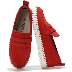 imageProject Cloud Genuine Leather Loafers for Women  Memory Foam Womens Shoes  Non Slip Spring Loafers Flexible Sole  Fashion Shoes for Women 2025 FilideRed