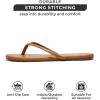 imageProject Cloud Flip Flops for Women  Memory Foam Flats Summer Sandals for Women 2025  Vegan Leather Lightweight Womens Sandals Summer Beach Essentials SlidesCognac
