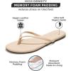 imageProject Cloud Flip Flops for Women  Memory Foam Flats Summer Sandals for Women 2025  Vegan Leather Lightweight Womens Sandals Summer Beach Essentials SlidesBeige