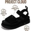 imageProject Cloud Genuine Leather Platform Sandals Women  Memory Foam Insole Slip Resistant Chunky Womens Sandals with adjustable straps  Stylish Women Footwear BronzestarBlack Suede