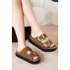 imageProject Cloud Genuine Leather Platform Sandals Women Footwear  Wedge Chunky Sandals Womens sandals with Memory Foam Insole and Cork Footbed GREECECHUNKYChoco Suede