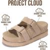imageProject Cloud Genuine Leather Platform Womens Sandals  DoubleStrap NonSlip Platform Sandals Women with Memory Foam Insole  Chunky Heeled Women Footwear SilverstarWheat Suede