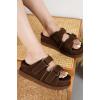imageProject Cloud Genuine Leather Platform Womens Sandals  DoubleStrap NonSlip Platform Sandals Women with Memory Foam Insole  Chunky Heeled Women Footwear SilverstarMocha Suede
