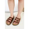 imageProject Cloud Genuine Leather Summer Sandals for Women 2025  Memory Foam ampamp Cork Footbed Beach Vacation Essentials Womens Sandals Comfortable Lightweight Slides for Women Footwear CapriCognac