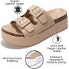 imageProject Cloud Wedge Platform Sandals For Women 2025  Memory Foam Insole ampamp Cork Footbed Platform Heel Slides for Women Footwear  Beach Essential Womens Sandals SoftyBeige