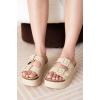 imageProject Cloud Wedge Platform Sandals For Women 2025  Memory Foam Insole ampamp Cork Footbed Platform Heel Slides for Women Footwear  Beach Essential Womens Sandals SoftyBeige