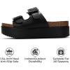 imageProject Cloud Wedge Platform Sandals For Women 2025  Memory Foam Insole ampamp Cork Footbed Platform Heel Slides for Women Footwear  Beach Essential Womens Sandals SoftyBlack