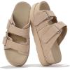 imageProject Cloud Genuine Leather Platform Womens Sandals  DoubleStrap NonSlip Platform Sandals Women with Memory Foam Insole  Chunky Heeled Women Footwear SilverstarWheat Suede