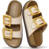 imageProject Cloud Platform Summer Sandals for Women 2025  Comfortable and Adjustable Straps Summer Slides with Memory Foam Insole  NonSlip Casual Womens SandalsBeigeyellow Buckle